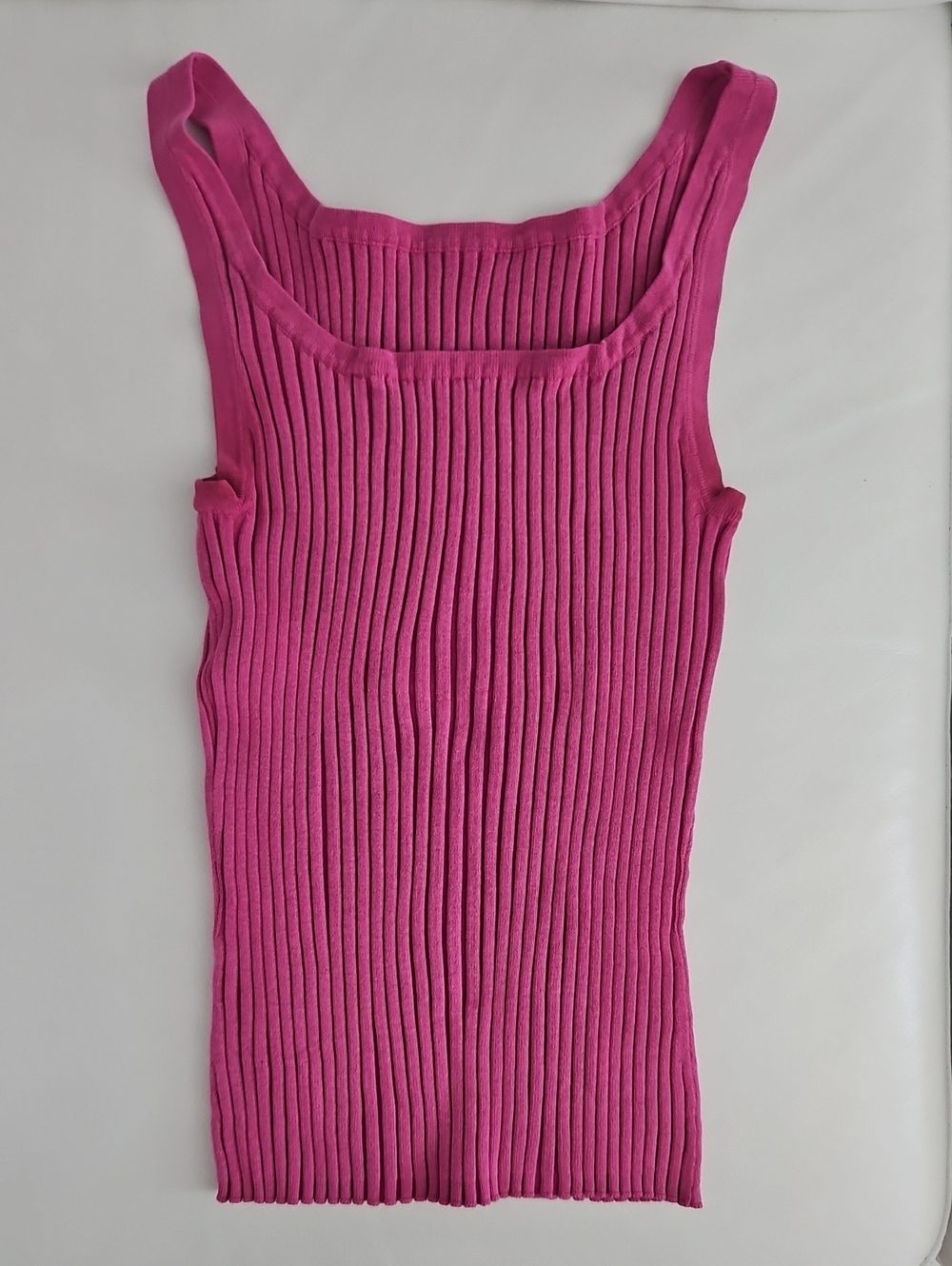 Fitted Ribbed Tank Top in Fuchsia Pink